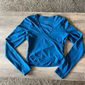 Athleta Transcend Wrap Top Size Small Dark Lapis Blue